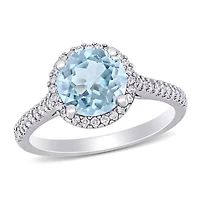 Julianna B 14K White Gold Aquamarine & Diamond Fashion Ring