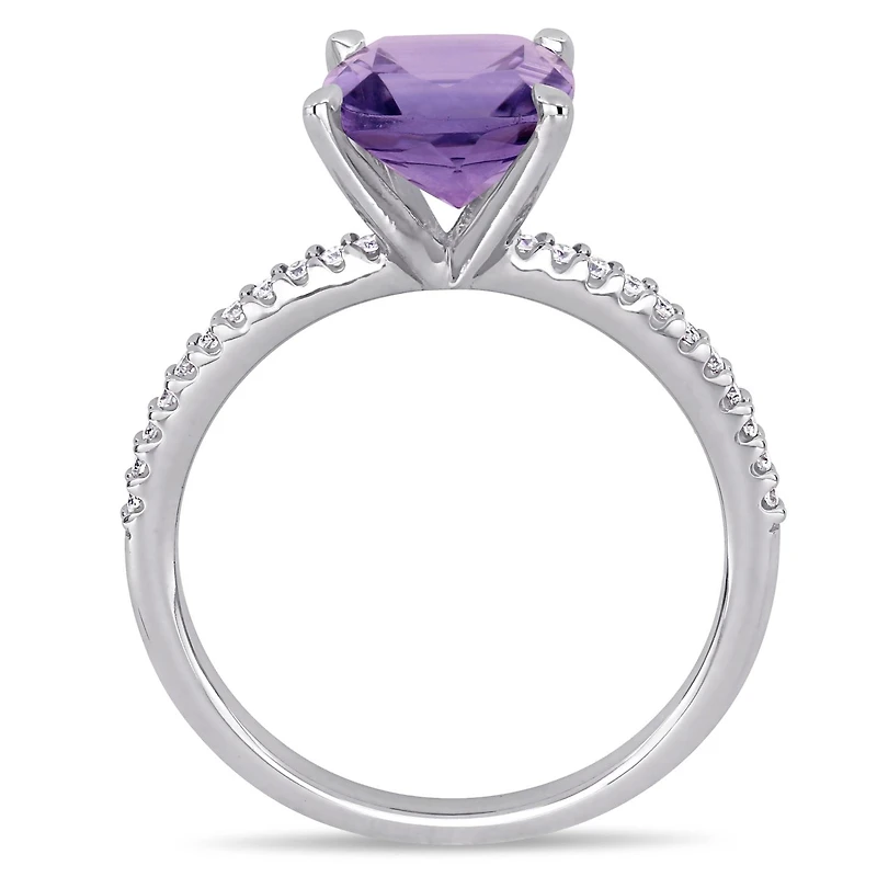 Julianna B 14K White Gold Amethyst & 0.10CTW Diamond Fashion Ring