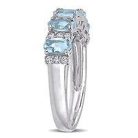 Julianna B 14K White Gold Aquamarine & 0.16CTW Diamond Fashion Ring