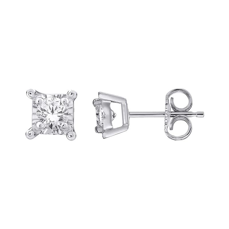 Sterling Silver 0.10CTW Diamond Stud Earrings