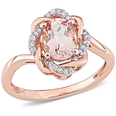 Julianna B 10K Rose Gold Morganite & Diamond Fashion Ring