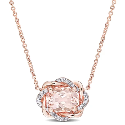 Julianna B 10K Rose Gold Morganite & 0.10CTW Diamond Necklace with Chain