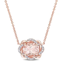 Julianna B 10K Rose Gold Morganite & 0.10CTW Diamond Necklace with Chain
