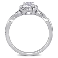 Julianna B Sterling Silver Created White Sapphire & 0.08CTW Diamond Ring