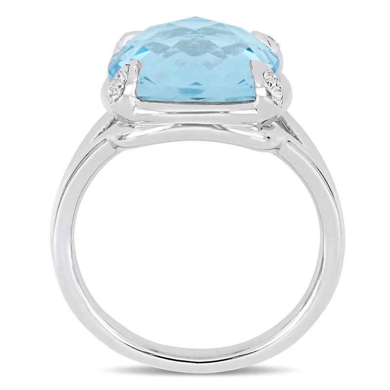 Julianna B Sterling Silver Blue Topaz & White Fashion Ring
