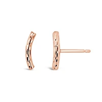10K Rose Gold Diamond Cut Curved Bar Earrings