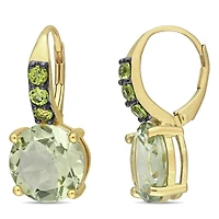 Julianna B Sterling Silver Green Quartz & Peridot Leverback Earrings