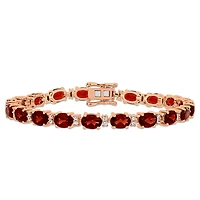Julianna B Sterling Silver Garnet & White Sapphire 7.25" Bracelet