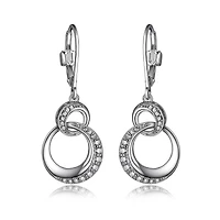 Elle "Hug" Dangle Leverback Earrings with Cubic Zirconia