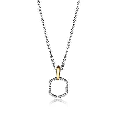 Elle 17+2" 2-Tone Cubic Zirconia Pendant Necklace