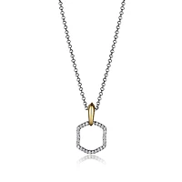 Elle 17+2" 2-Tone Cubic Zirconia Pendant Necklace