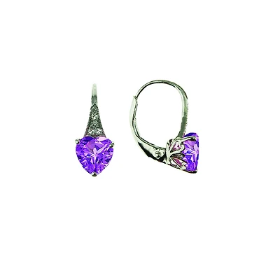 Sterling Silver Created Pink & Created White Sapphire Earrings