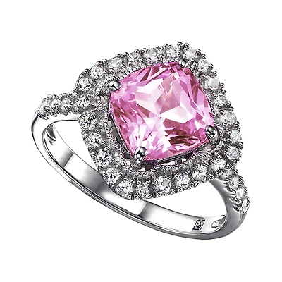 Sterling Silver Created Pink & Created White Sapphire Ring