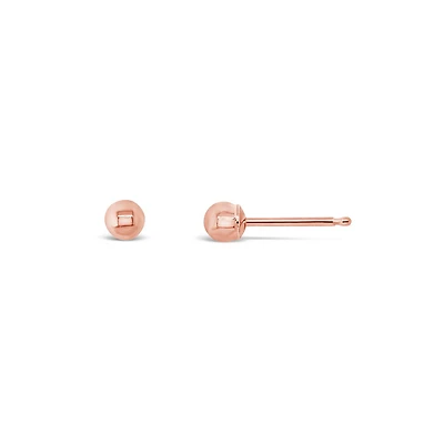 10K Rose Gold 3mm Ball Earrings