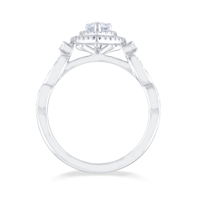 Diamond Revelations 14K White Gold 0.70CTW Pear Shaped Bridal Ring