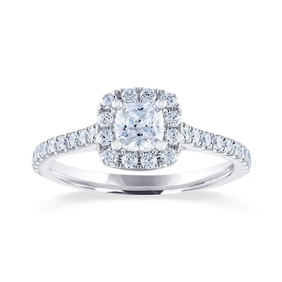 Diamond Revelations 14K White Gold 0.80CTW Cushion Cut Bridal Ring