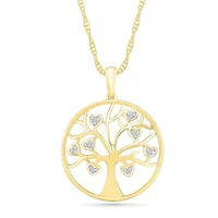 10K Yellow Gold 0.05CTW Diamond Tree Pendant