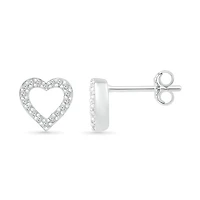 10K White Gold 0.05CTW Diamond Heart Earrings