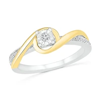 Sterling Silver & 10K Yellow Gold 0.10CTW Diamond Ring