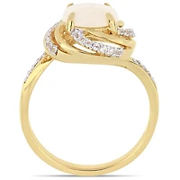 Julianna B Yellow Plated Sterling Silver Opal White Topaz & Diamond Accent Ring