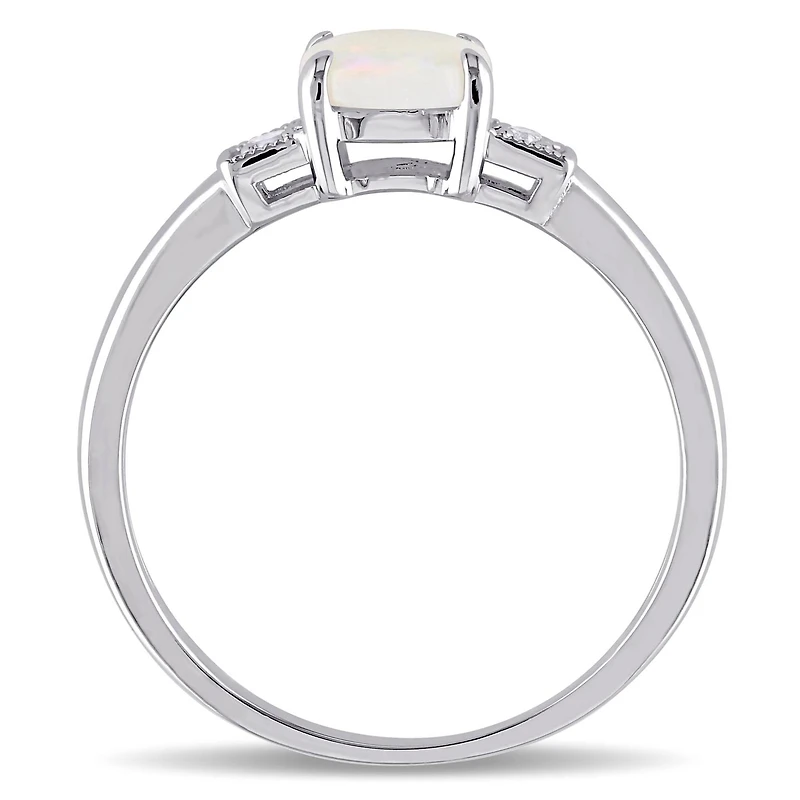 Julianna B Sterling Silver Opal and Diamond Accent Ring