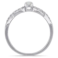 Julianna B Sterling Silver Opal and 0.10CTW Diamond Infinity Ring