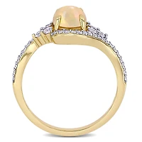 Julianna B 10K Yellow Gold Ethiopian Opal White Sapphire & 0.20CTW Diamond Ring