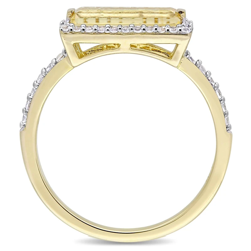 Julianna B Yellow Plated Sterling Silver Citrine & White Sapphire Halo Ring