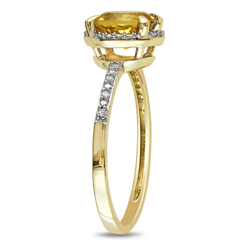 Julianna B 10K Yellow Gold Halo Diamond and Citrine Engagement Ring