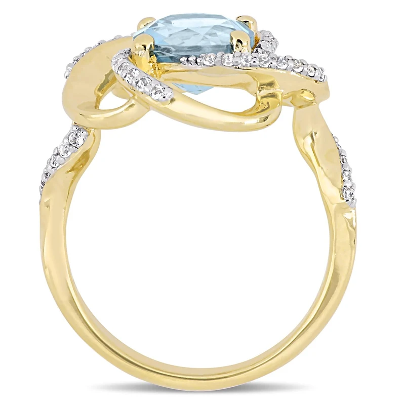 Julianna B Sterling Silver Sky Blue & White Topaz Floral Swirl Ring