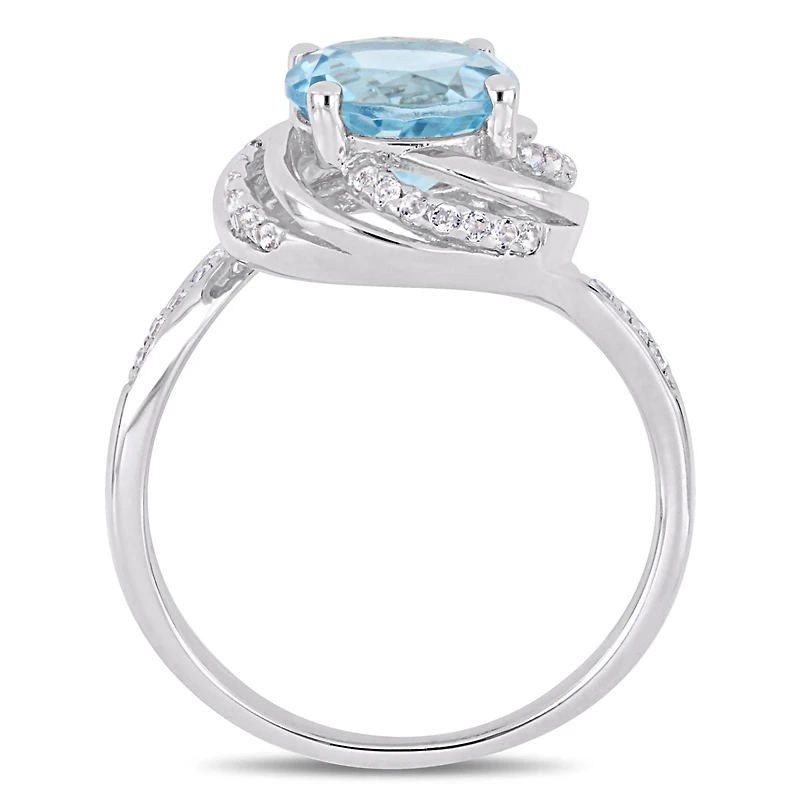 Julianna B Sterling Silver Sky Blue & White Topaz with Diamond Accent Ring