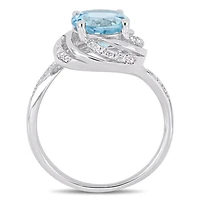 Julianna B Sterling Silver Sky Blue & White Topaz with Diamond Accent Ring