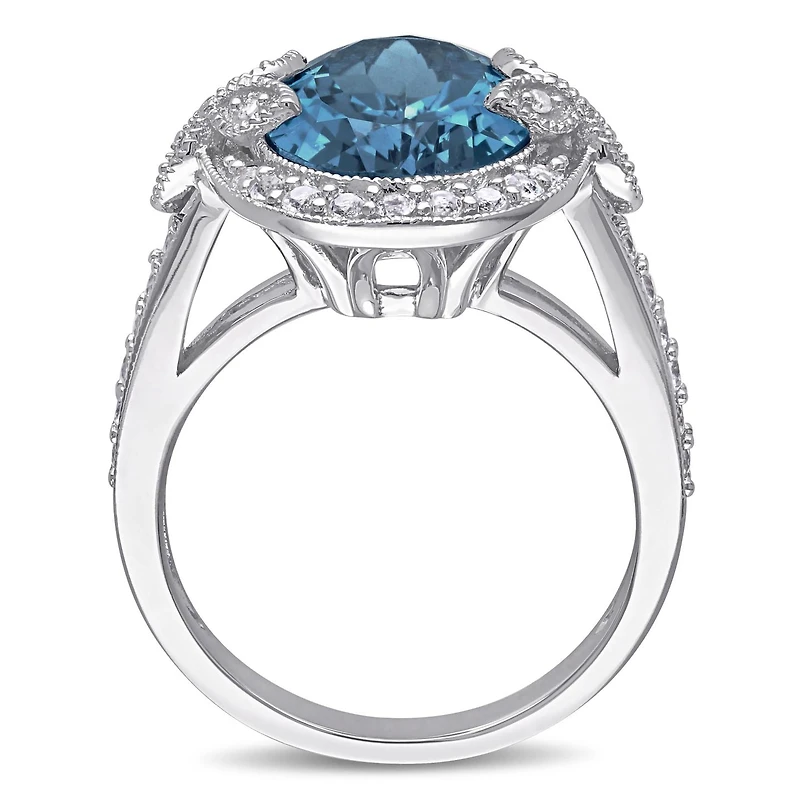 Julianna B Sterling Silver Blue & White Topaz Diamond Ring