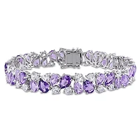 Julianna B Sterling Silver Rose De France Amethyst & Created Sapphire Bracelet