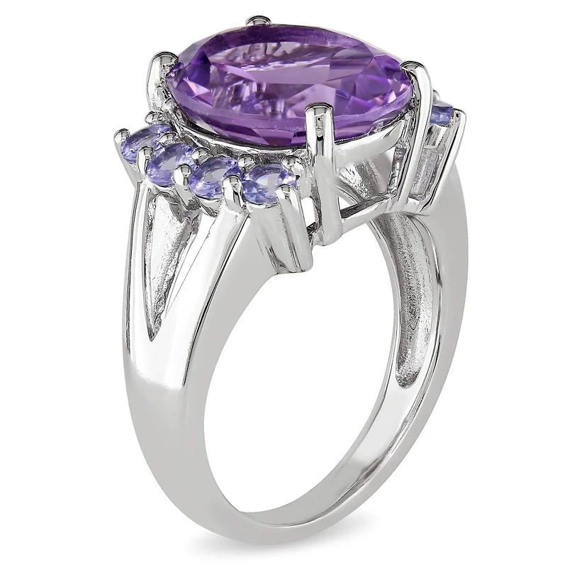 Julianna B Sterling Silver Amethyst and Tanzanite Split Shank Ring