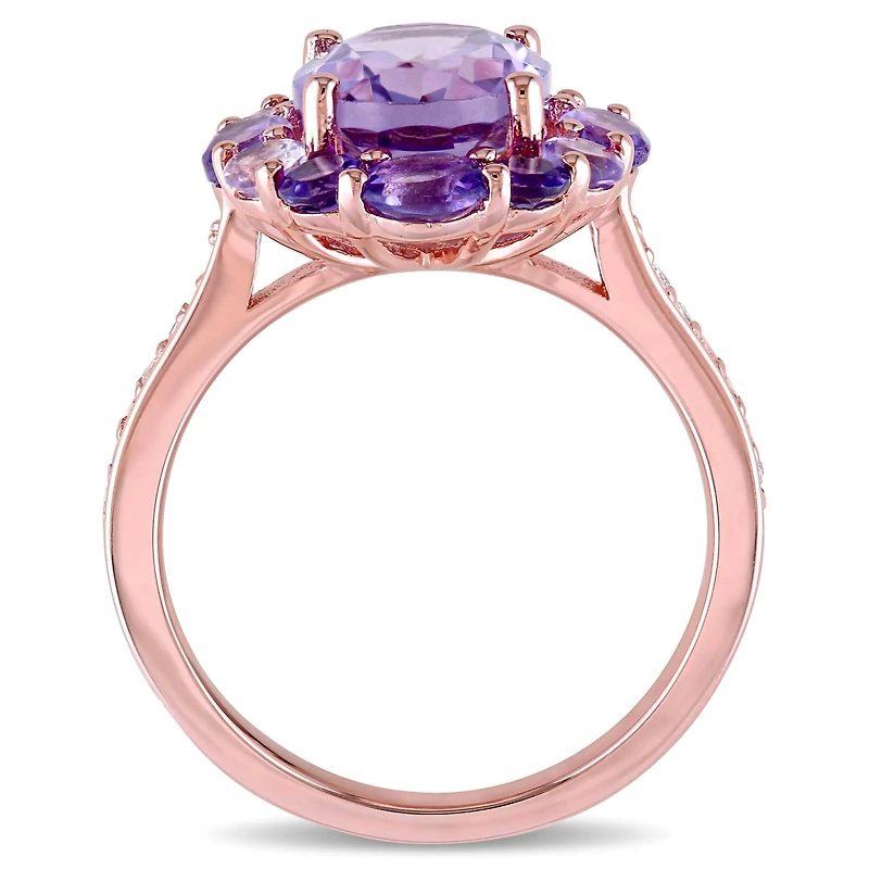 Julianna B Rose Plated Sterling Silver Amethyst Topaz & De France Ring