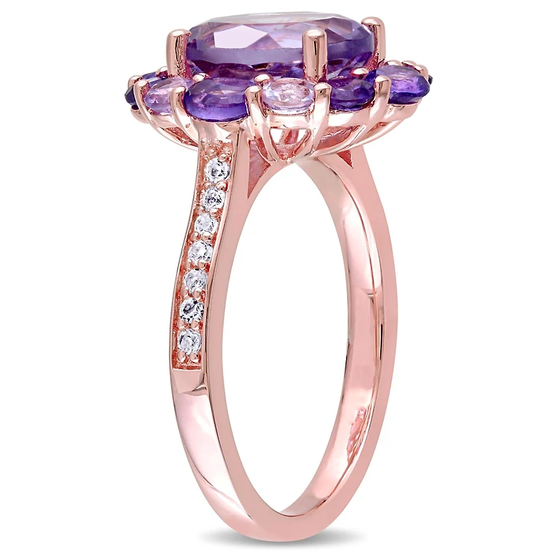 Julianna B Rose Plated Sterling Silver Amethyst Topaz & De France Ring