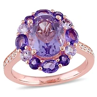 Julianna B Rose Plated Sterling Silver Amethyst Topaz & De France Ring