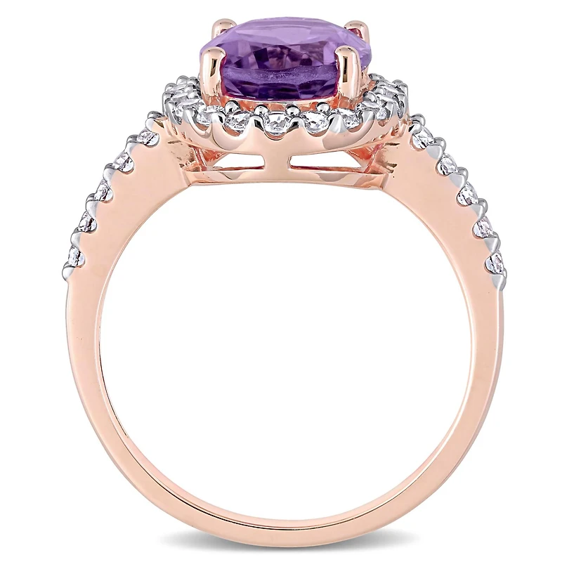 Julianna B 10K Rose Gold Amethyst & Created White Sapphire Bridal Ring