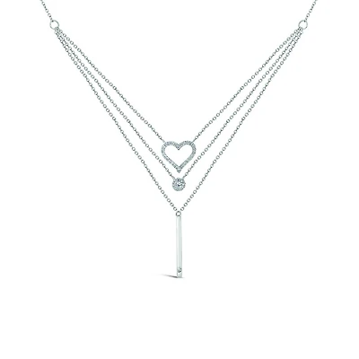 Sterling Silver Heart 0.16CTW Diamond Necklace