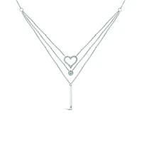 Sterling Silver Heart 0.16CTW Diamond Necklace