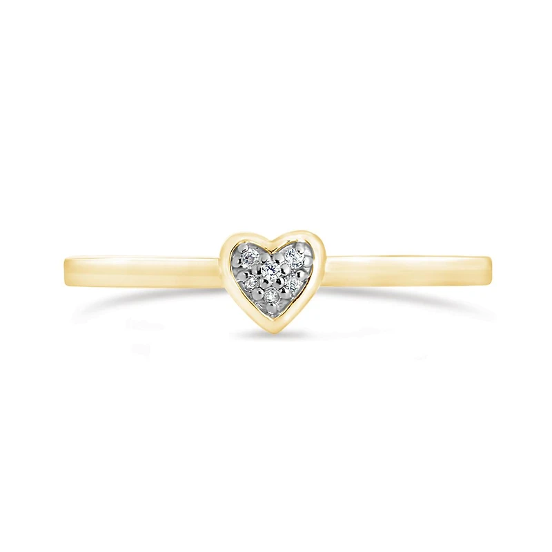 10K Yellow & White Gold Diamond Heart Ring