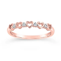 10K Rose Gold Diamond Heart Stackable Ring