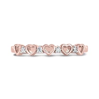 10K Rose Gold Diamond Heart Stackable Ring