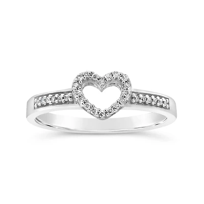 Sterling Silver Diamond Heart Ring