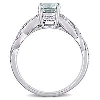 Julianna B 14K White Gold Aquamarine and Diamond Infinity Ring