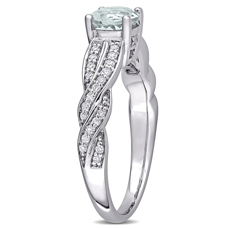 Julianna B 14K White Gold Aquamarine and Diamond Infinity Ring