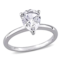 Julianna B 10K White Gold Pear Shape Created Sapphire Solitaire Ring
