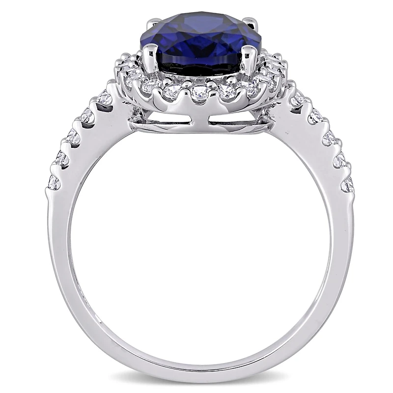 Julianna B 10K White Gold Created Blue & White Sapphire Engagement Ring