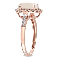 Julianna B 14K Pink Gold Opal and 0.42CTW Diamond Halo Ring